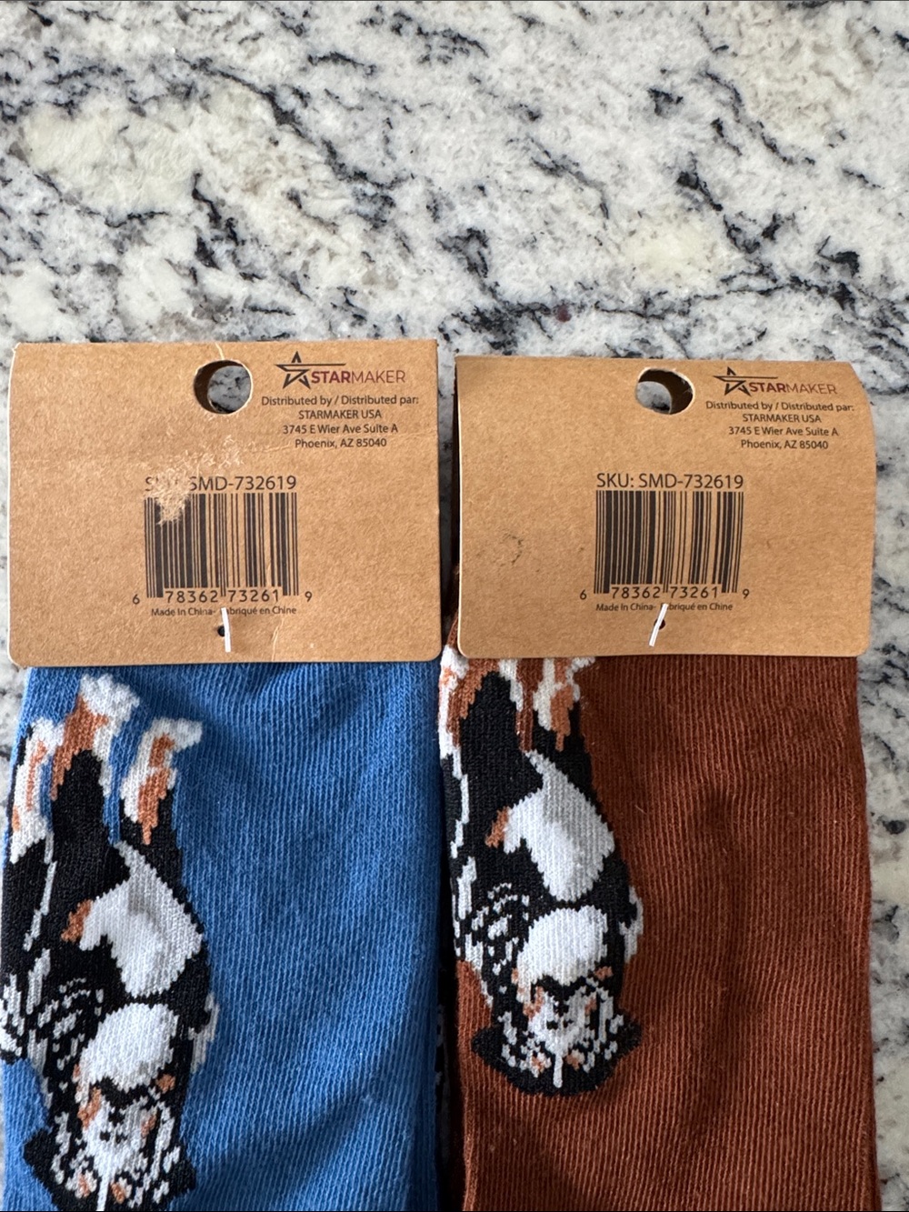 Socks By Lucy Bernese Mountain Dog Crew Socks - Blue & Brown both pair 2 - Picture 3 of 3